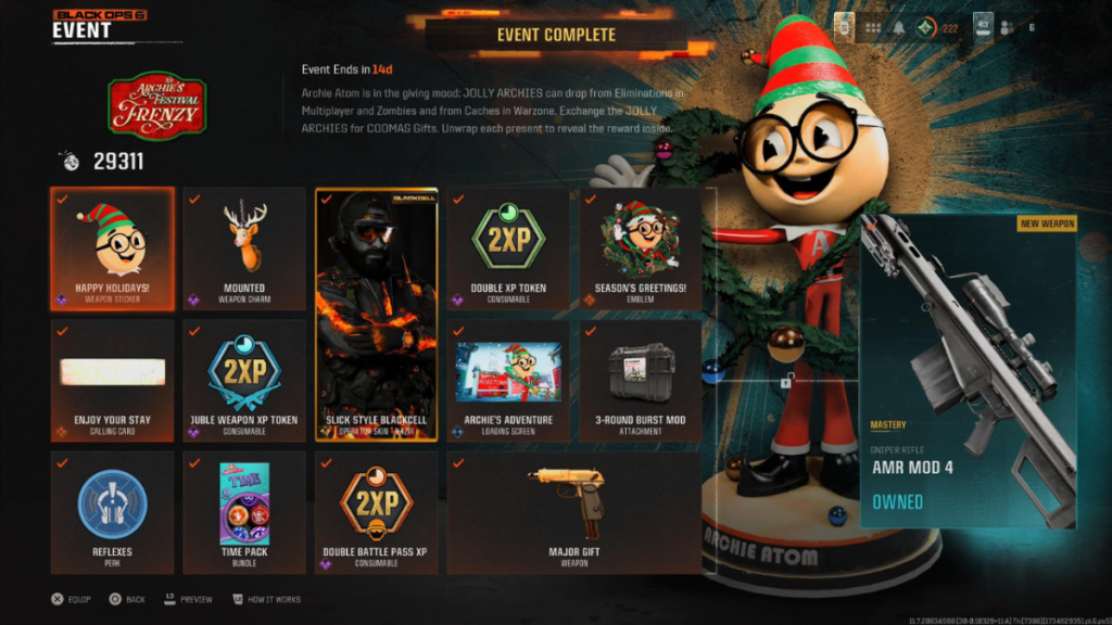 Archie's Festival Frenzy rewards in Black Ops 6.