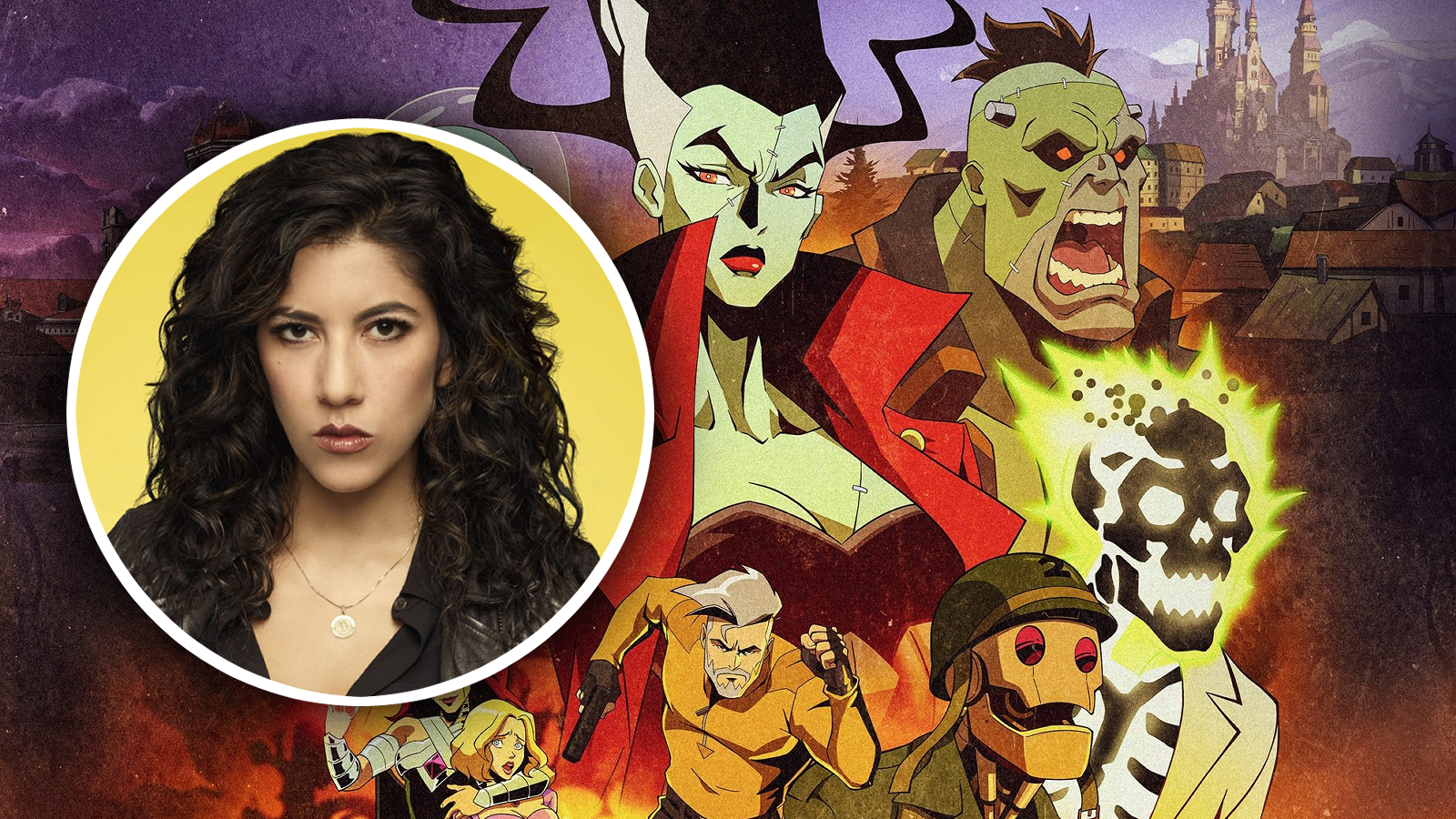 An Escapist custom header featuring Stephanie Beatriz's headshot and Creature Commandos key art