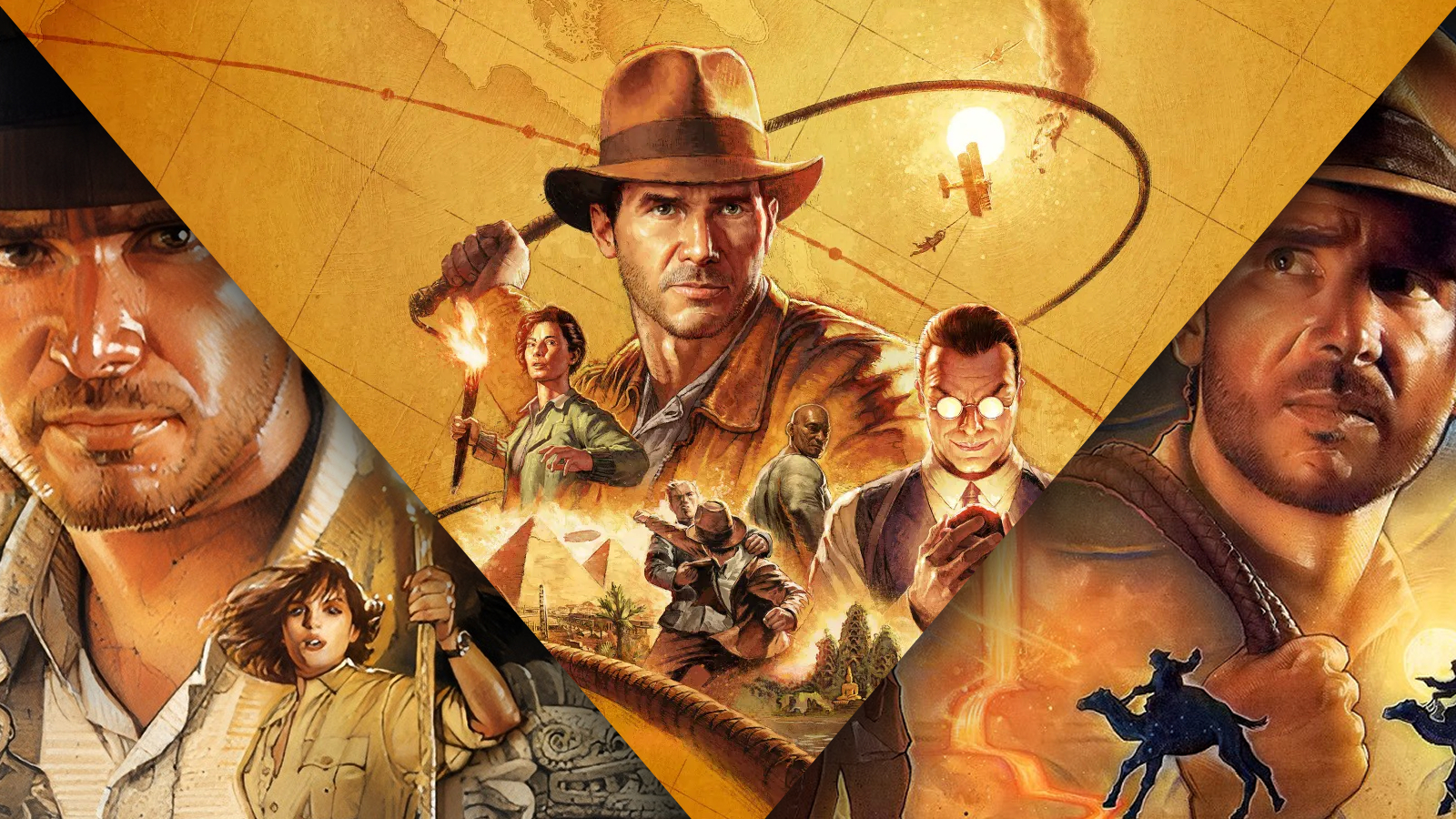 A custom header featuring key art for Indiana Jones and the Great Circle, Indiana Jones and the Infernal Machine, and Indiana Jones and the Fate of Atlantis