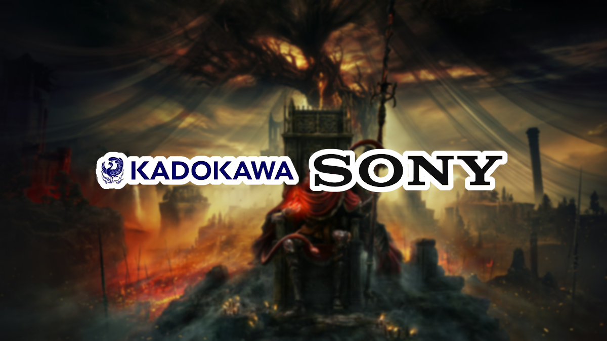 Kadokawa and Sony Logo with Elden Ring background.