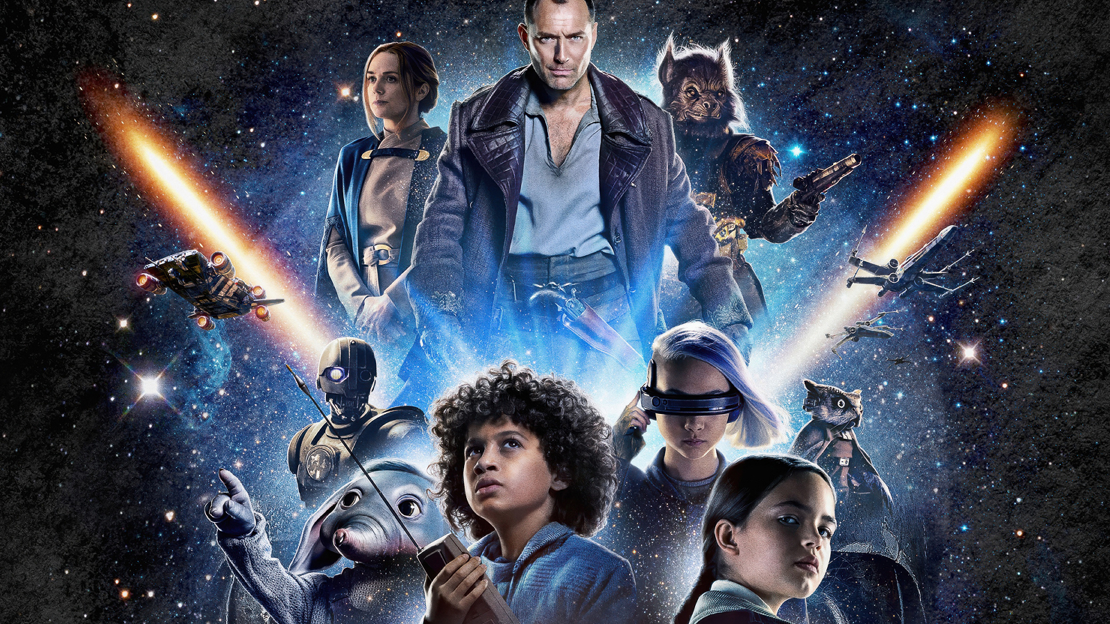 Cropped poster artwork for Star Wars: Skeleton Crew featuring the core cast