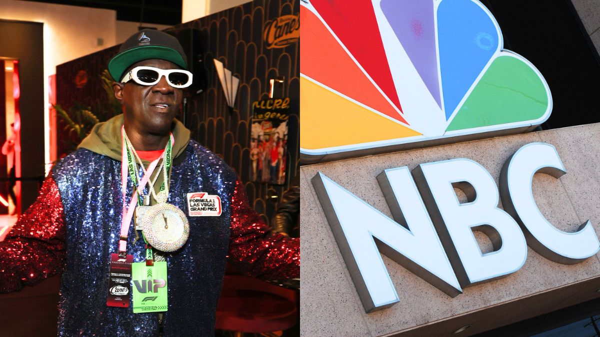 Flavor Flav and the NBC logo.