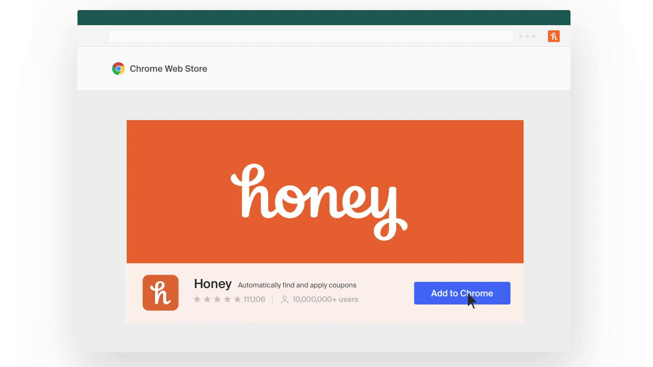 Honey, clicking on a button to add Honey as a plugin.