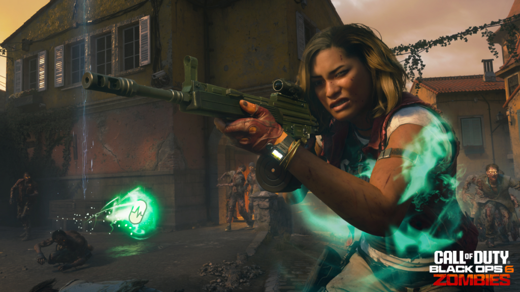 Maya firing a weapon with the Light Mend Ammo Mod on Citadel des Morts in Black Ops 6 Zombies