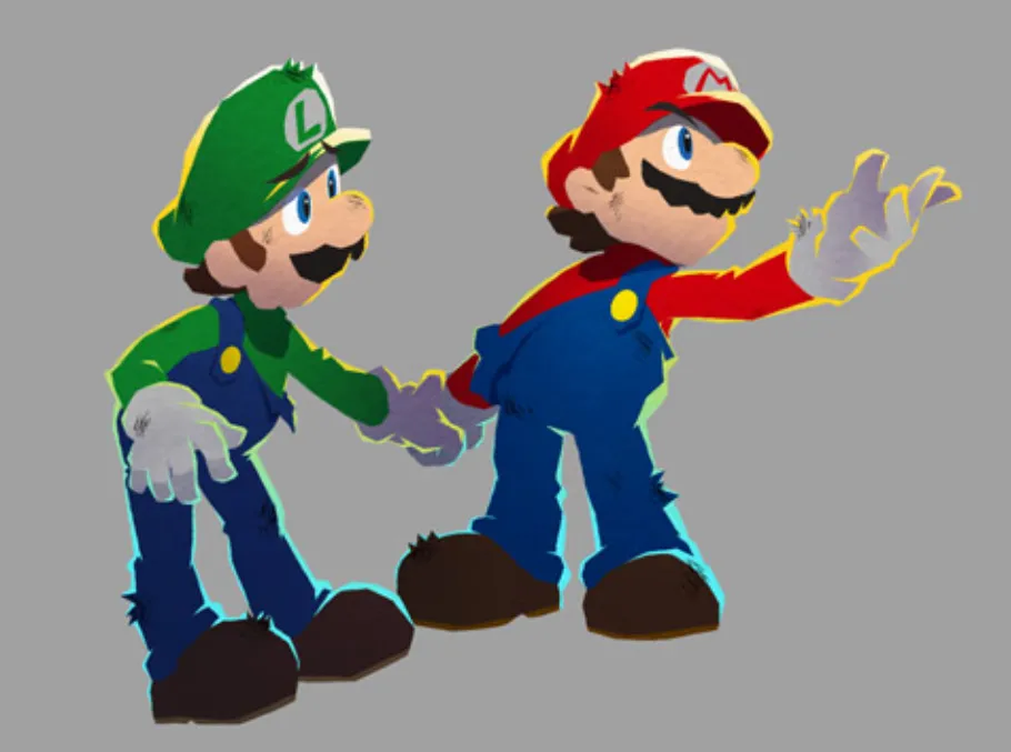 The Mario Bros. in tattered clothes