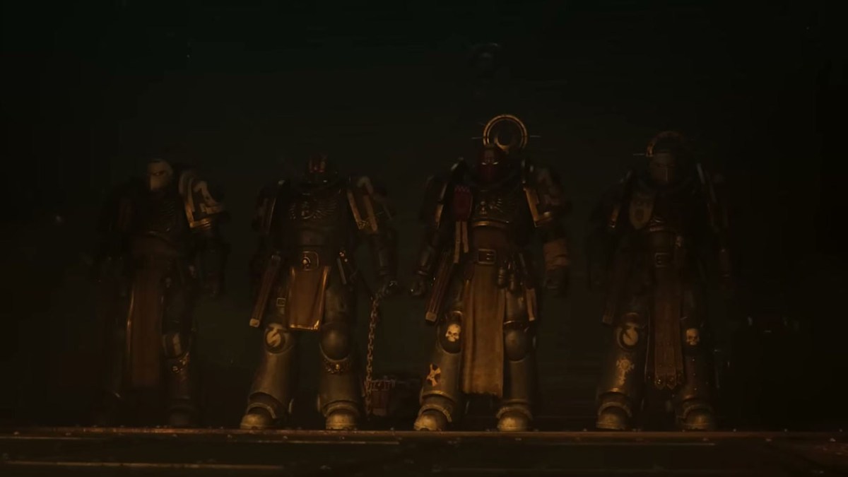 Secret Level Episode 5- four Warhammer 40K Space Marines walking out. 