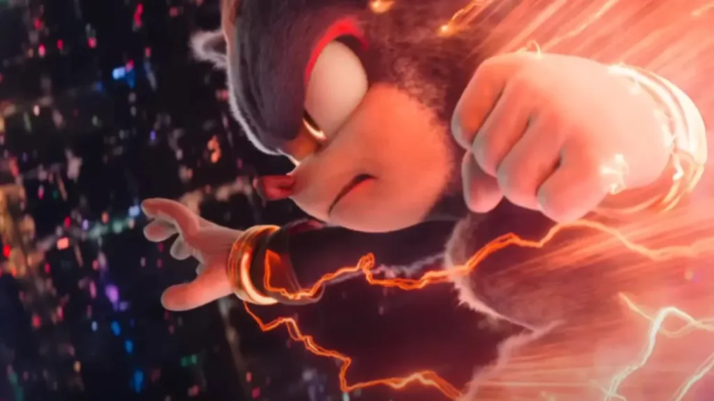 Shadow prepares to punch Sonic in Sonic the Hedgehog 3