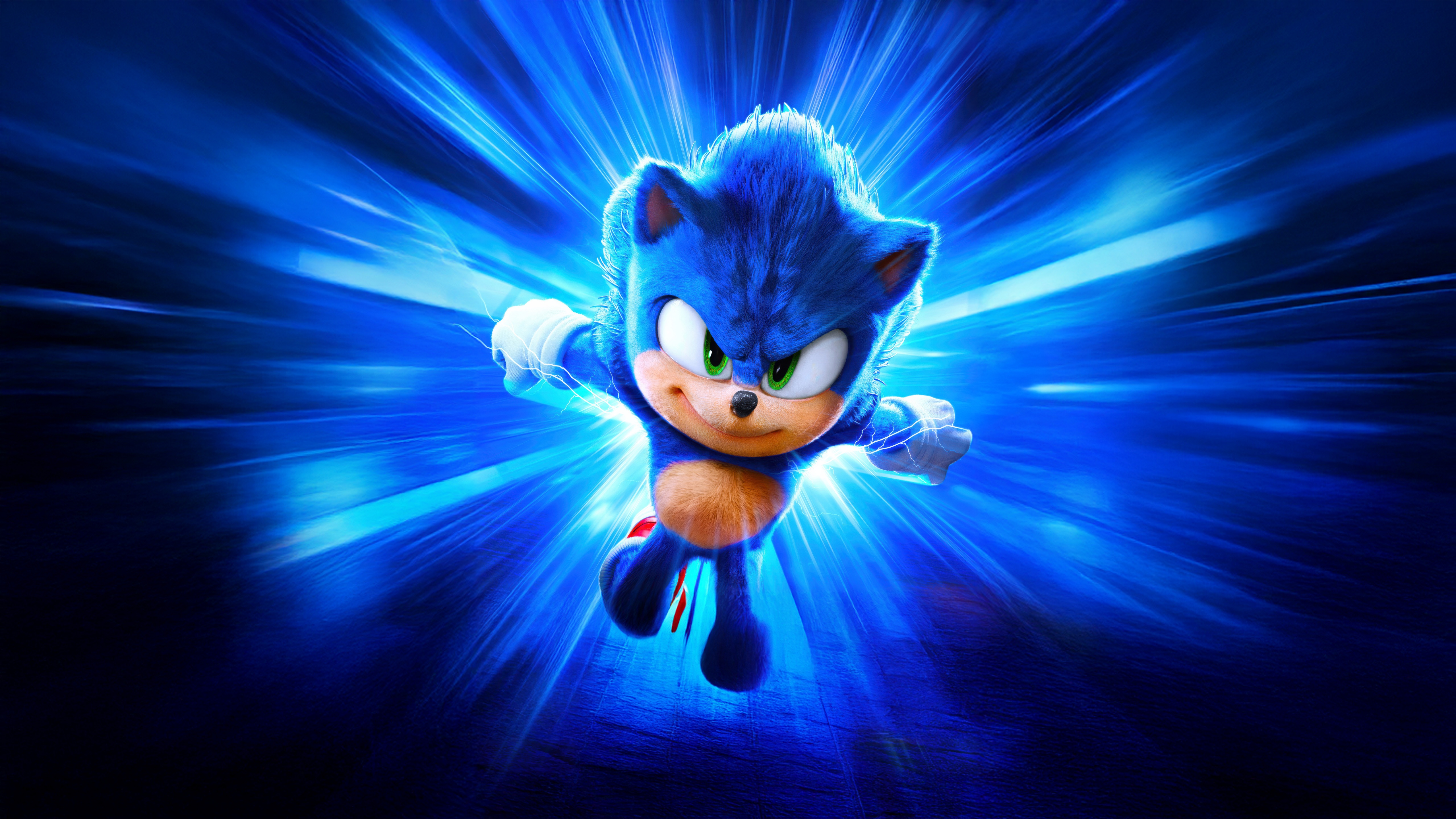 Sonic from Sonic the Hedgehog 3 running at the viewer