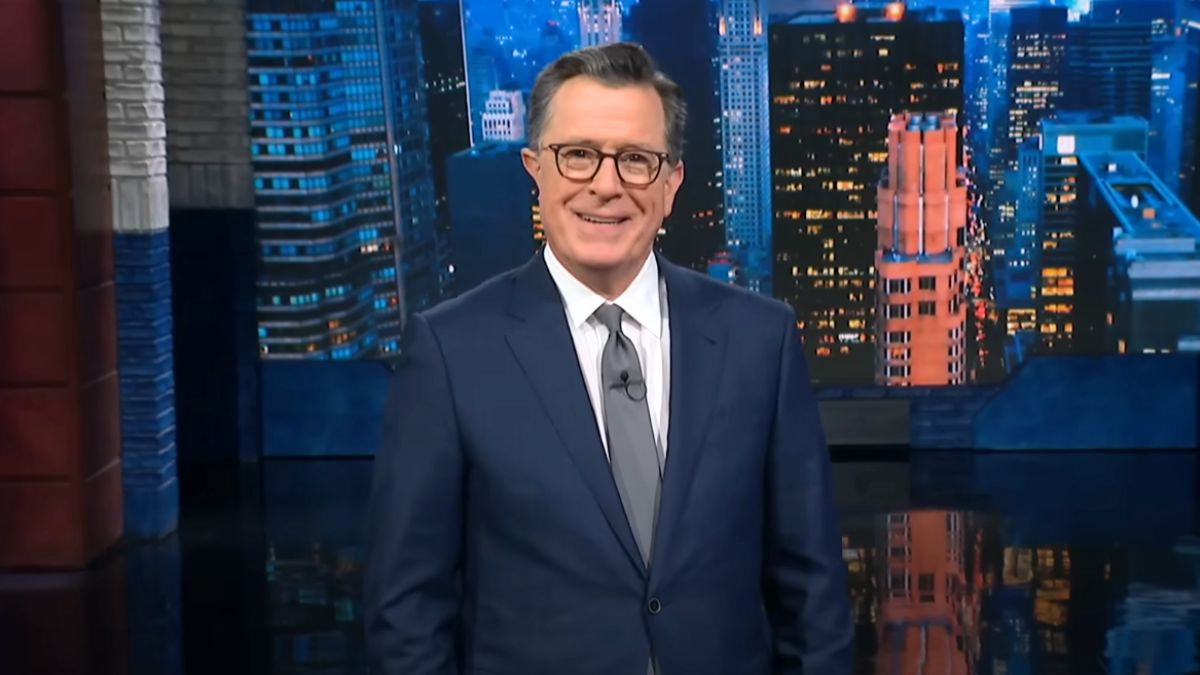 Stephen Colbert looking happy.