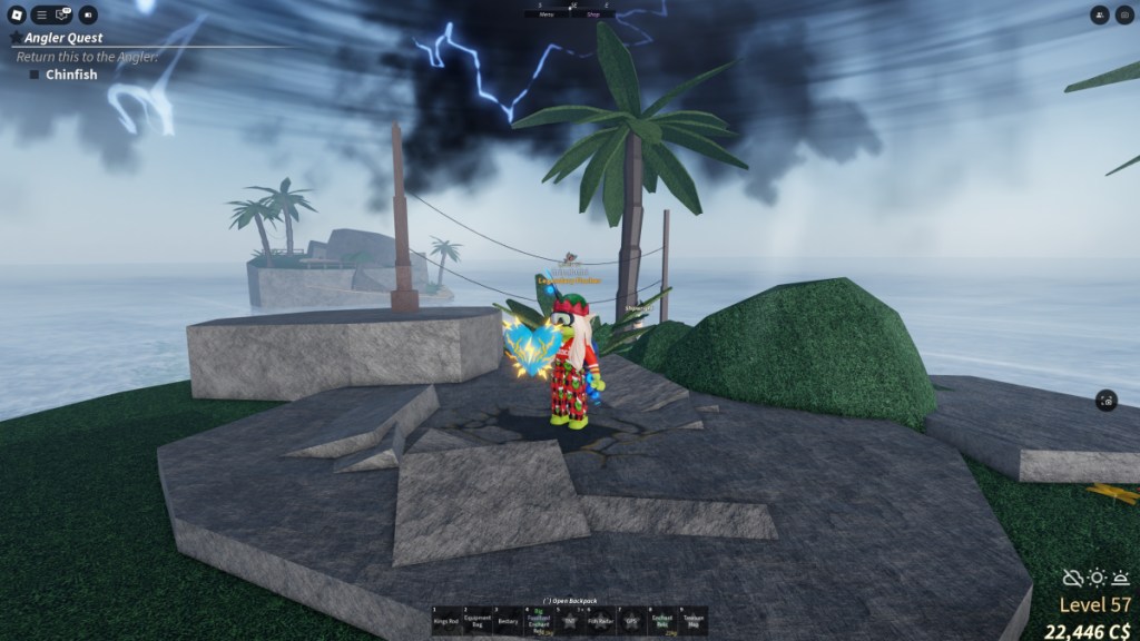 A Fisch player is standing on the Atlantis teleport point