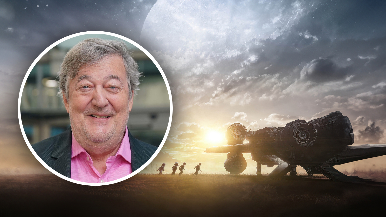 A custom Escapist header featuring Stephen Fry's headshot and key art for Star Wars: Skeleton Crew