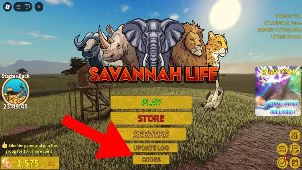 How to redeem Savannah Life codes step 1