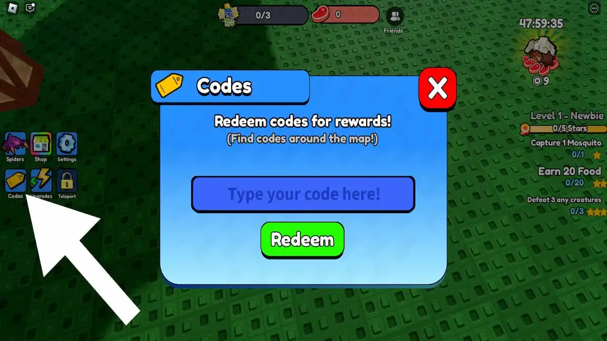 How to redeem Spider Army codes. 