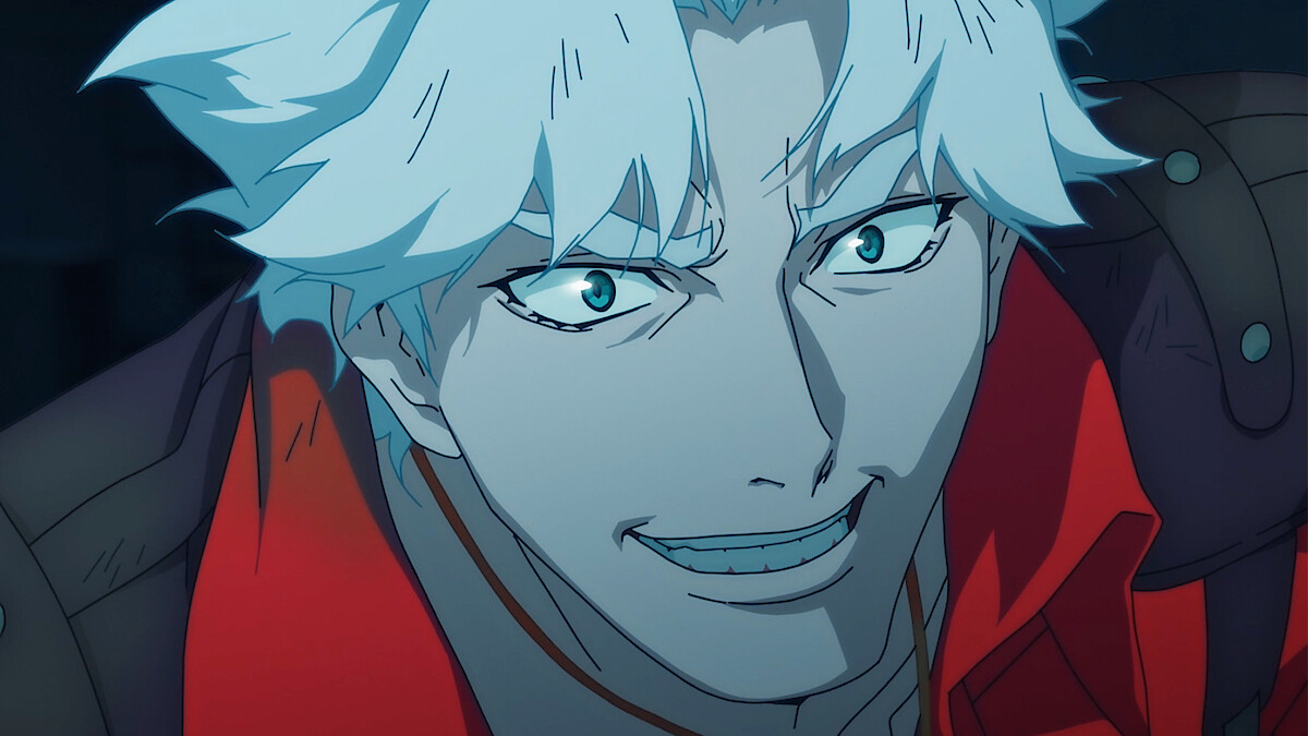 Dante grins in the Netflix Devil May Cry animated series