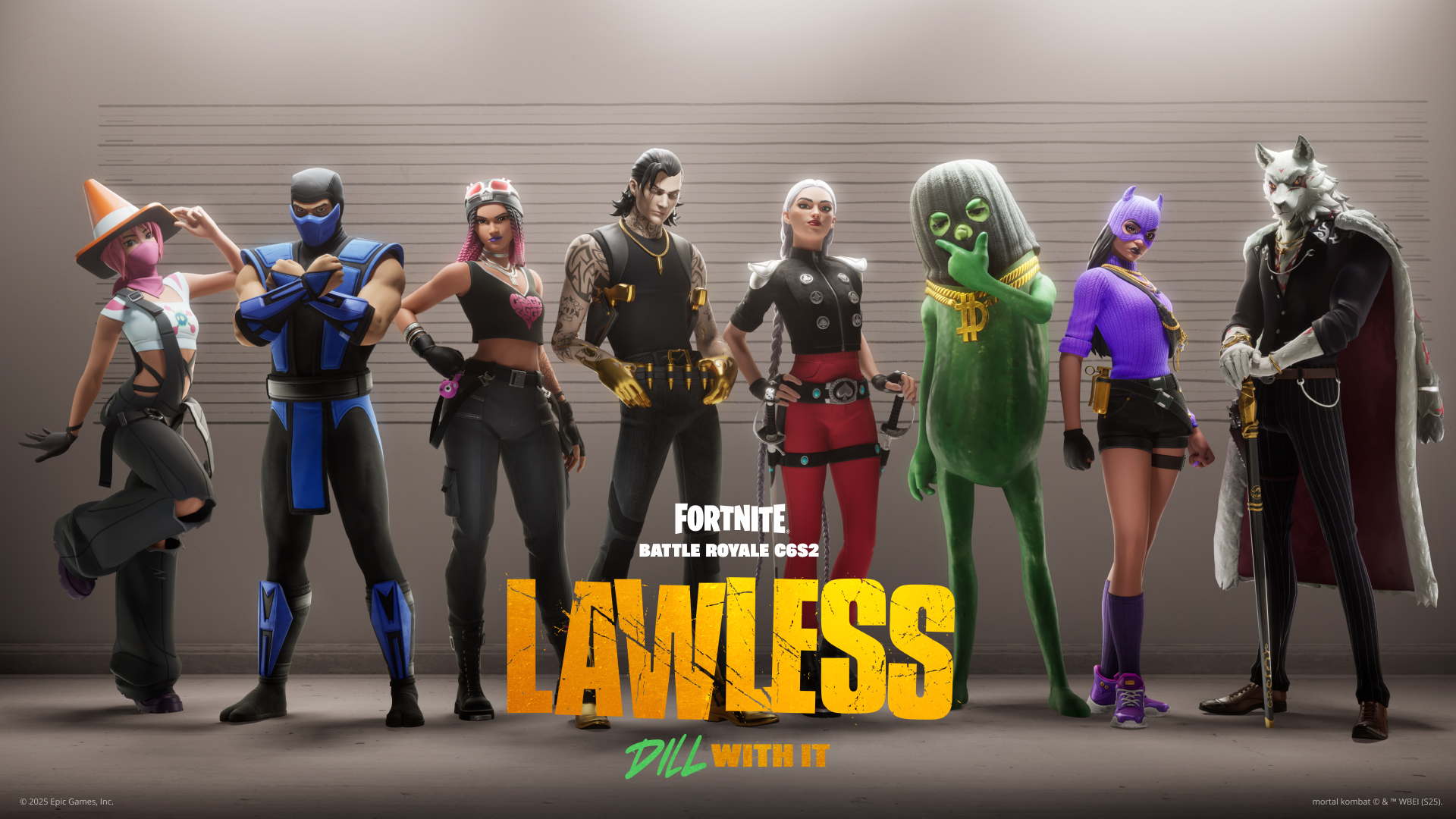 The Fortnite lawless Battle Pass skins.